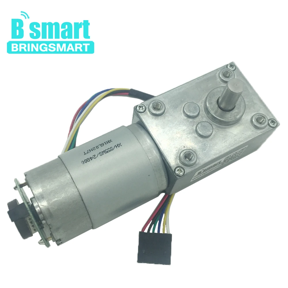 

Bringsmart 24V DC Motor A58SW-555B DC 12V Encoder Worm Geared Motor 16rpm High Torque Reduction Encoding Motor Self-Lock Gearbox