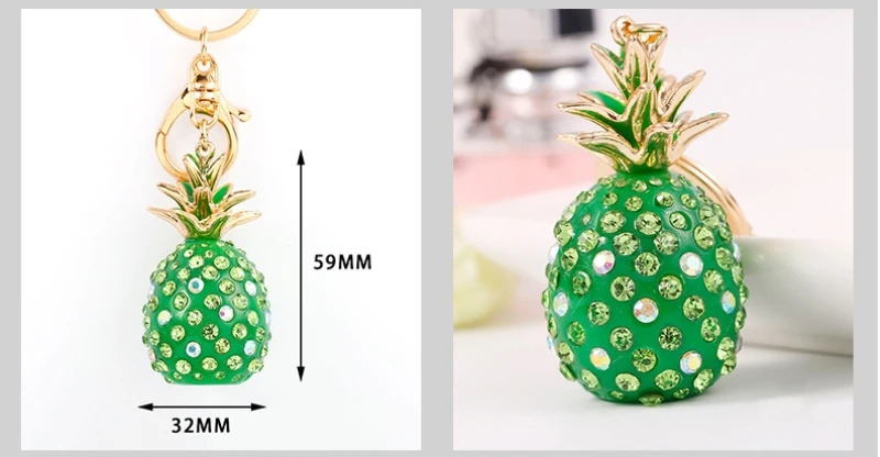 Хрустальные брелоки с ананасами брелок с подвесками кольцо для женщин сумка кошелек кулон тропические брелоки фрукты