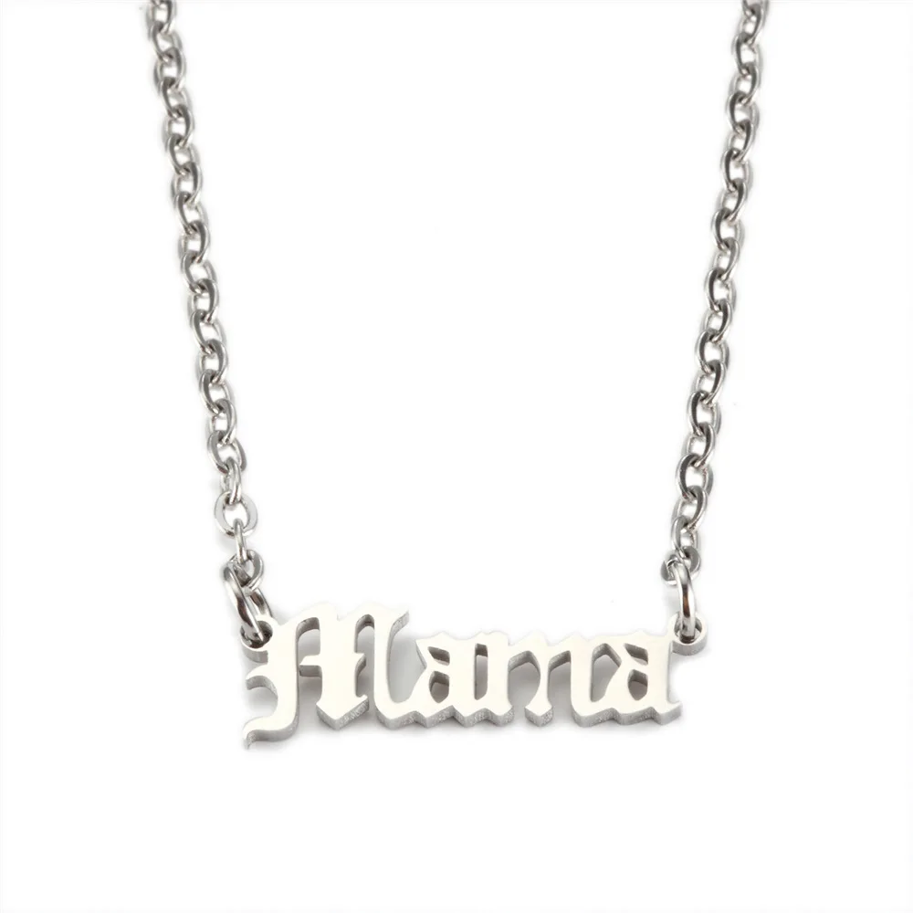 

MYLONGINGCHARM Trendy Necklace Jewelry Polished Cut out Words Steel Pendant-MAMA TILDEATH MOONCHILD-50cm Steel Chain M0120
