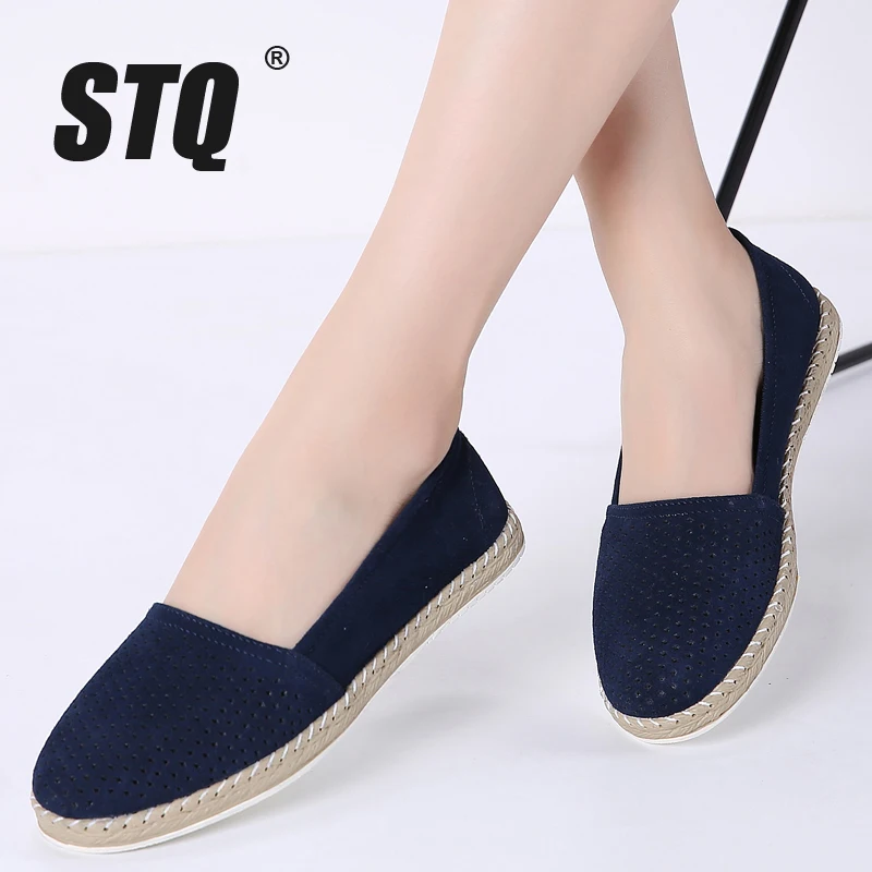 

STQ 2019 Autumn Women Loafers Shoes Suede Leather Slip on Ladies Casual Flats Shoes Mocassins Creepers Oxfords Shoes Woman 7023