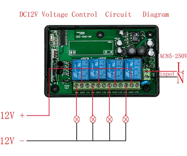 AC85v~ 250V 110V 220V 230V 4CH RF Беспроводной дистанционного Управление реле светильник/лампа/окно/внутренний и внешний створчатый распашный гаражных ворот, ставни проекционный экран