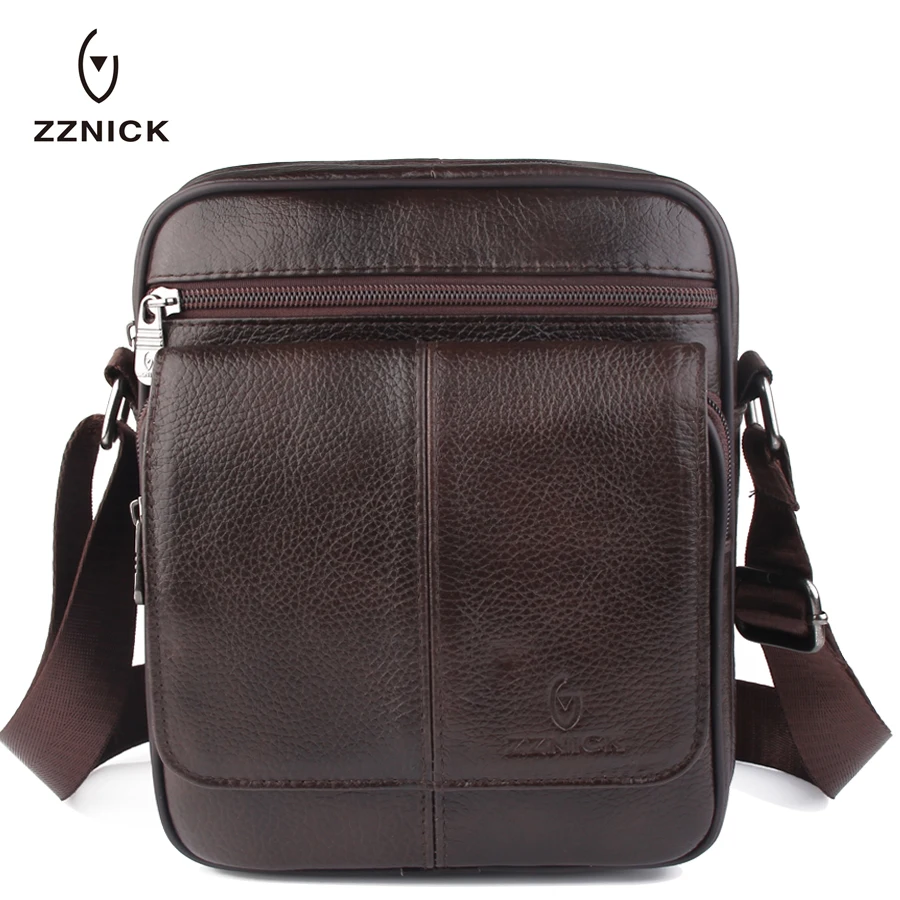 ZZNICK 2019 جديد الرجال حقيبة كتف صغيرة جلود الأبقار الأصلية حقيبة ساع للرجال عارضة صغيرة Crossbody حقيبة السفر أكياس