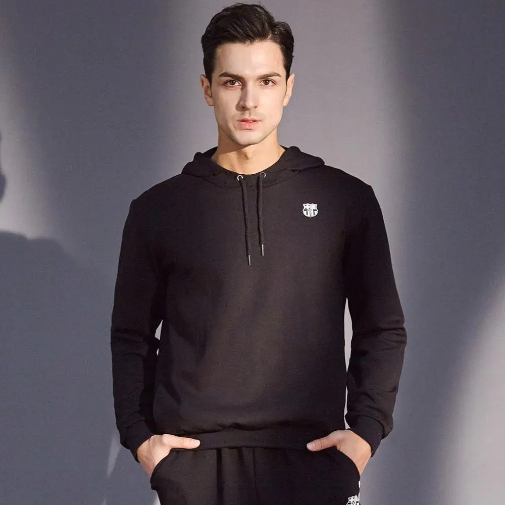 

ZOGGA 2019 Barcelona 19 New Fashion Print Hooded Casual Sports Drawstring Men's Simple Solid Logo Hoodie with Hat