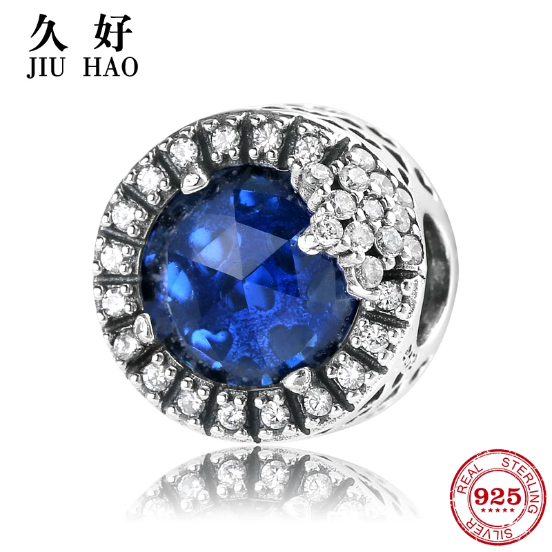 

Real 925 Sterling Silver Deep Blue Radiant Crystal Zircon Bead Fit Original Pandora Charm Bracelet Jewelry 2018