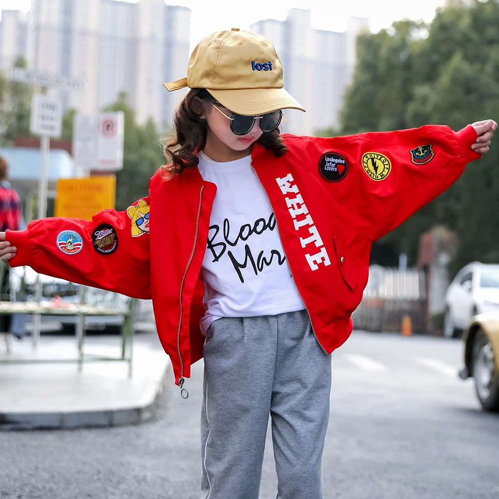 

Girls Coat Spring Big Girls Jacket Spring Autumn Children Fashion Baseball Jacket for Kids Clothes Korean Outerwear Clothing