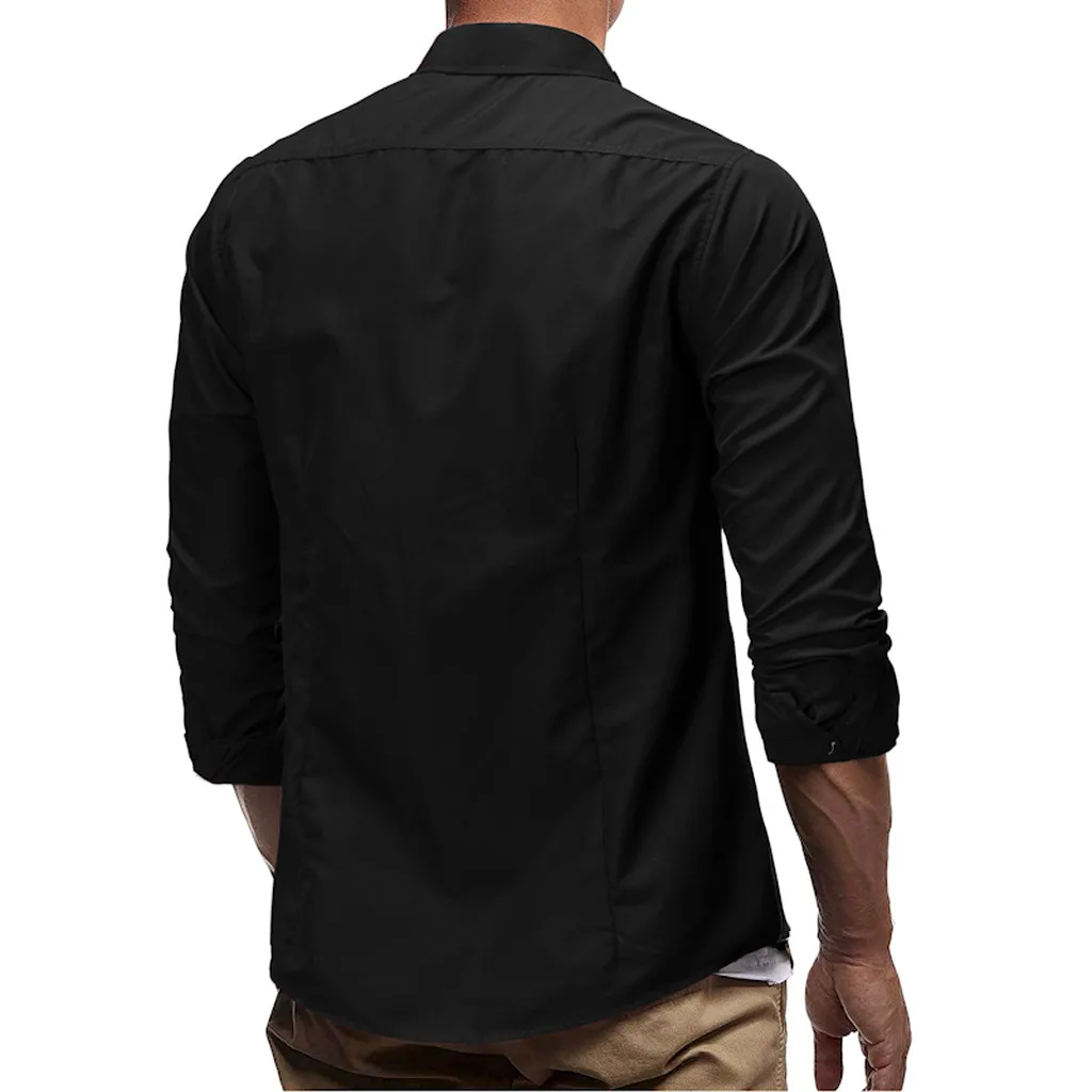 Feitong осень Новое поступление Slim Fit Мужская рубашка мужская мода бизнес кнопка вниз длинный рукав Топ Блузка Удобная
