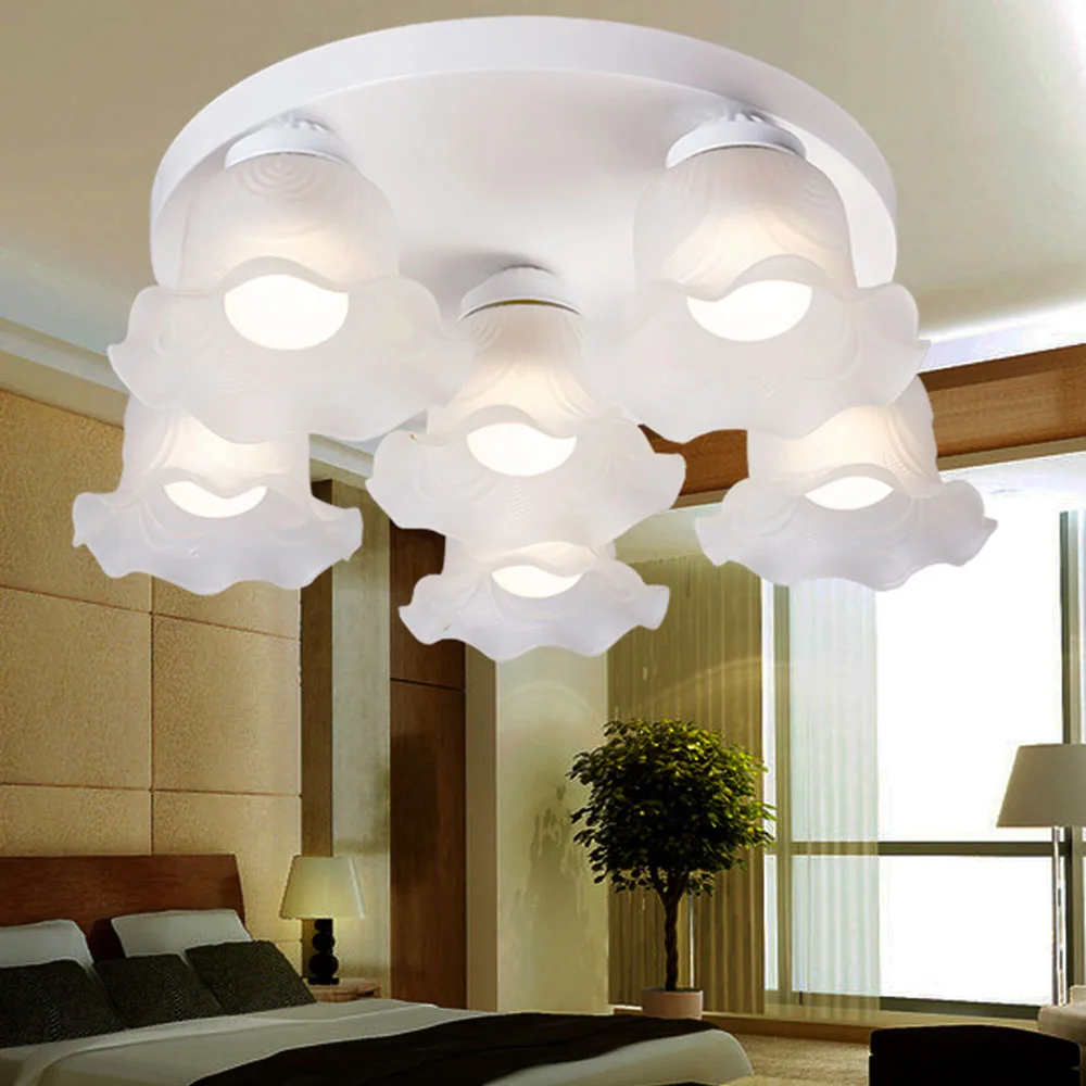

Ceiling Lighting Flower Light Fixtures E27 Modern Led Ceiling Lights for Living Room 110-220v Flush Mount Ceiling Light