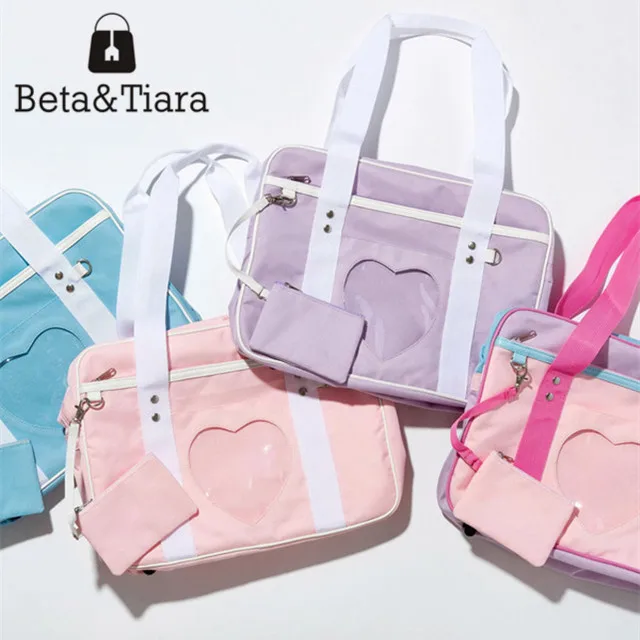 

2017 Ita Bag Japanese Canvas Tote Bag Girls Heart Window School Bag JK Uniform Handbag Bao Bao Pink Bag Lolita Wego 4 Colors