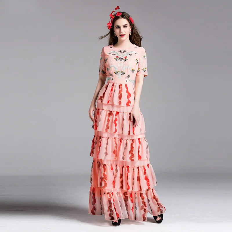New Spring And Summer Dress 2016 Runway Dresses High End Fashion New Spring And Summer Dress 2016 Runway Dresses High End Fashion Embroidery Pleated Plus Size Ukraine Long Women In From S