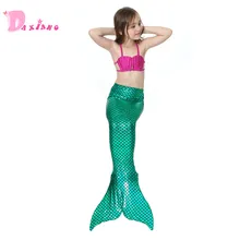 3 шт./компл. Творческий купальники для девочек хвост русалки комплект бикини костюм для плавания Разделение купальники для От 2 до 12 лет