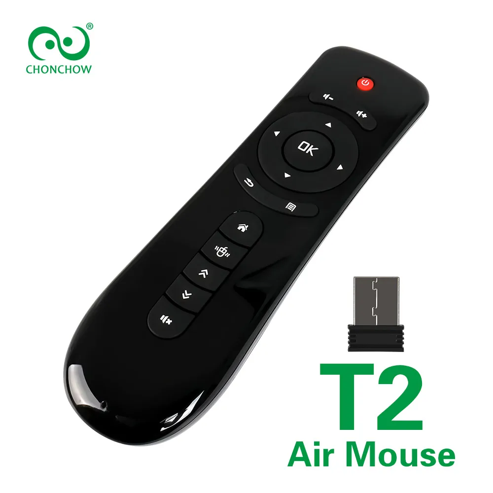

CHONCHOW T2 Gyroscope Mini Fly Air Mouse 2.4G Wireless Keyboard Remote Control 3D Sense Motion Stick for Android Smart TV Box