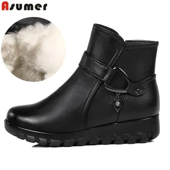 

ASUMER 2020 new ankle boots platform round toe zip casual winter boots comfortable keep warm wool snow boots women big size