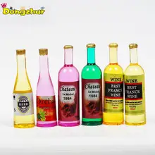 Dongzhur 6 шт./компл. Miniaturas 1:12 бутылка для вина для DIY кукольный домик Poppenhuis мини 1:12 аксессуары красочные мини бутылки WJ124