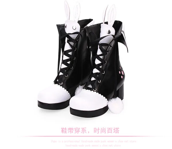 Новый оригинальный сапоги нимфетки зима кружево с лацканами вышивка заячьими ушками обувь на высоком каблуке для девочек индивидуальный