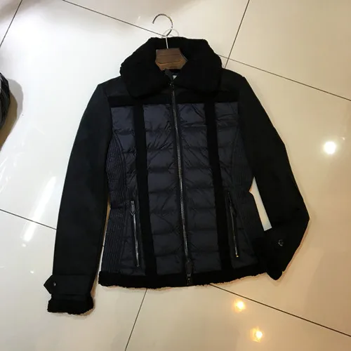 

Lamb's Real Fur Only S New Winter 2017 Paragraph Slim Black Lady's Coat