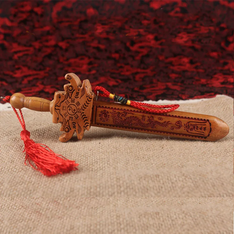 20cm Nový čínský styl Dragon Pattern Sculpture katana originální dřevěný meč domácí dekorace fengshui řemesla