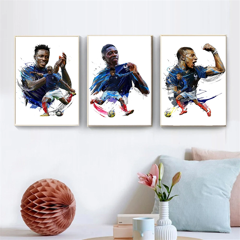 

Abstract Painting France Team Football Sport Art Kylian Mbappe POGBA GIROUD Wall Pictures for Living Room Cuadros Decoracion