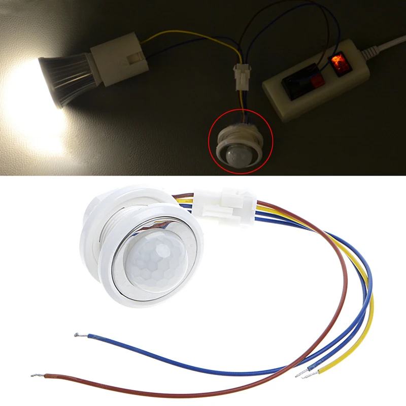 40 мм светодиодный PIR Детектор инфракрасный датчик движения переключатель с задержкой времени регулируемый