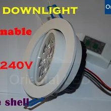 20 шт./лот+ LED 7 Вт downlight затемнения белый корпус 770lm Ванная комната гостиная кухня свет 220-240 В 2 года гарантии