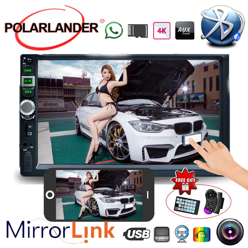 Сенсорный экран 2 Din 9 языков USB зеркало с камерой для телефона Android 7 дюймовый Mirror