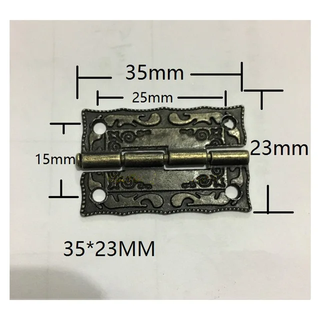 10 шт. 35x23 мм бронзовые дверные петли для шкафа DIY коробка 4 отверстия бронзовый тон