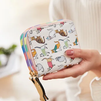 

Printing Women Cat Wallet Small Zipper Female Purse Cute Cartoon Animal Girl Purse Ladies Coin Wallet Pocket Card Holders