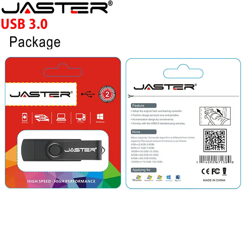 Флэш накопитель JASTER USB 3 0 для смартфона металлическая ручка 64 ГБ флэш 32 8 OTG внешнее