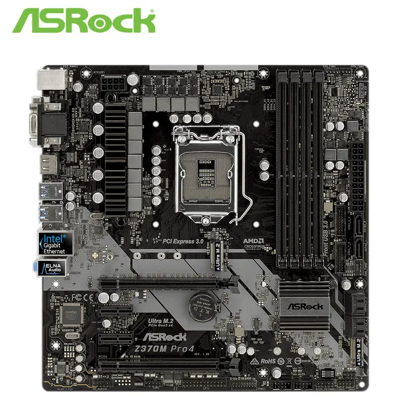 ASROCK Z370M PRO4 восьмого поколения материнская плата Micro ATX DDR4 поддержка i7-8100 8600 K