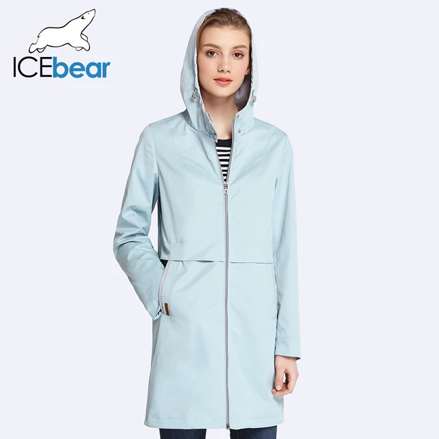 ICEbear 2017 Женская одежда Сплошной Цвет Длинным Рукавом Повседневная Новый Женский Пальто Стоять Воротник Карманы Пальто 17G122D