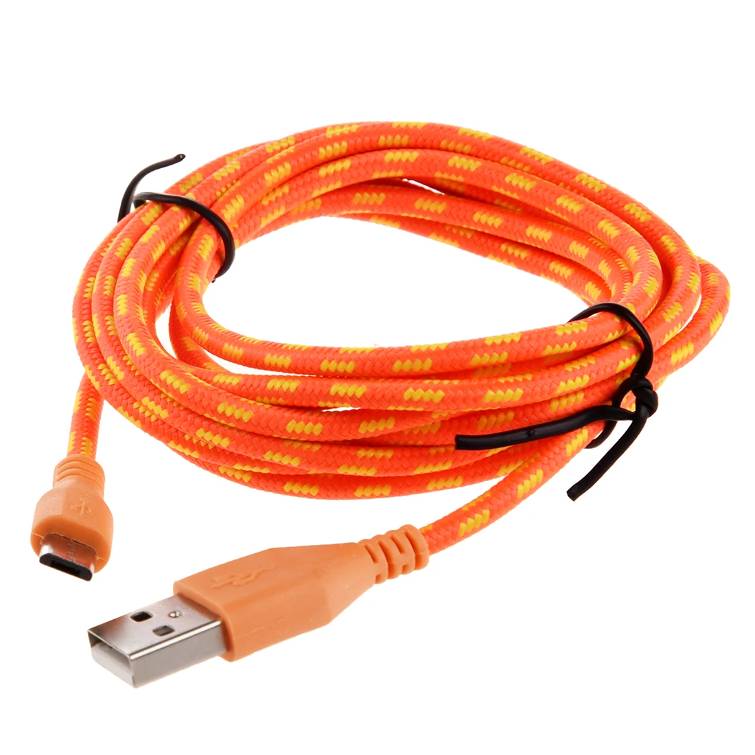 

TOP 2M Braided Fabric Micro USB Data&Sync Charger Cable Cord Orange