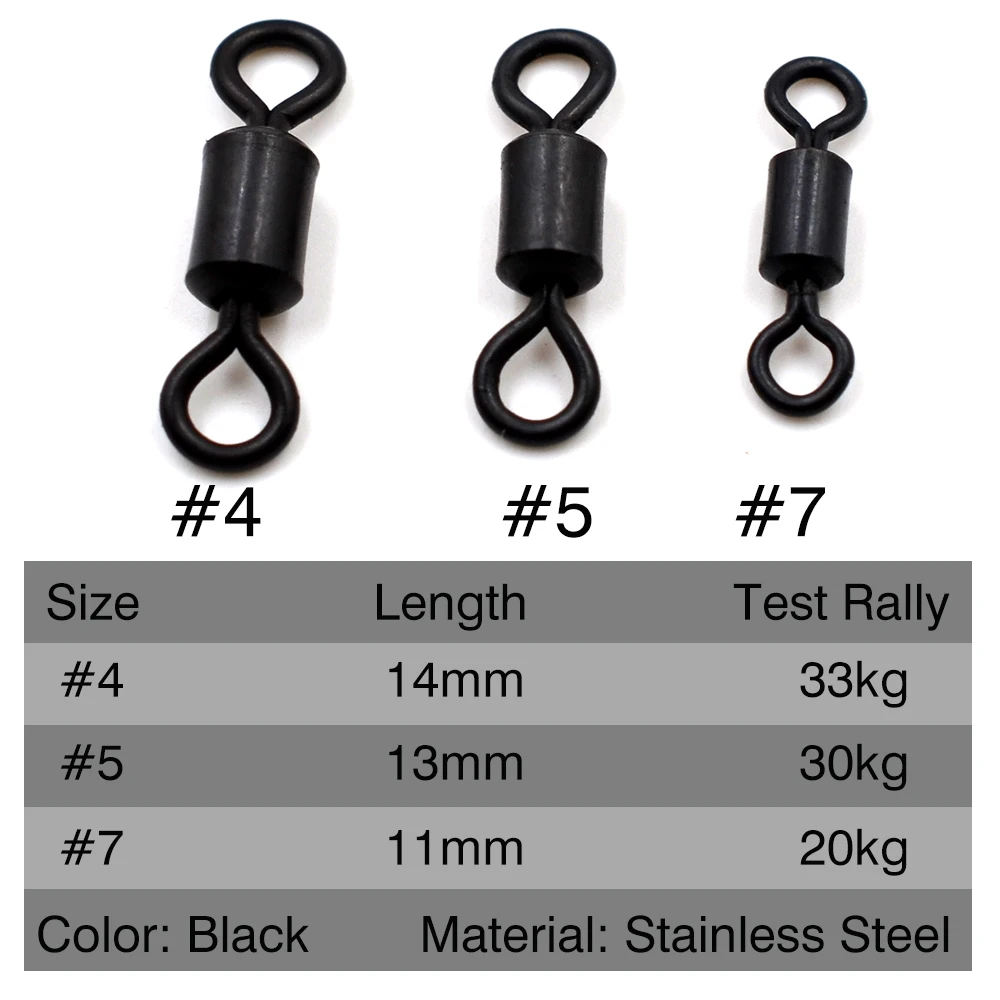 MNFT 50 шт. 4#5#7# Rolling Barrel рыболовный поворотный матовый черный рыболовный крючок леска Разъем рыболовные снасти американский поворотный