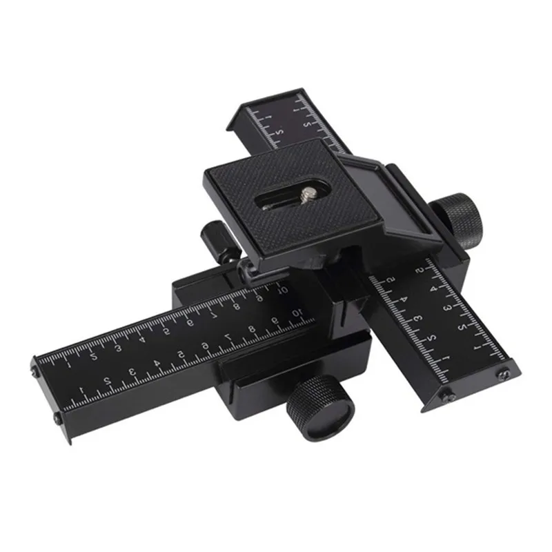 

4 Way Focusing Rail Slider Bracket for DSLR Camera Macro Focus Photography for Canon Nikon Sony (Black)