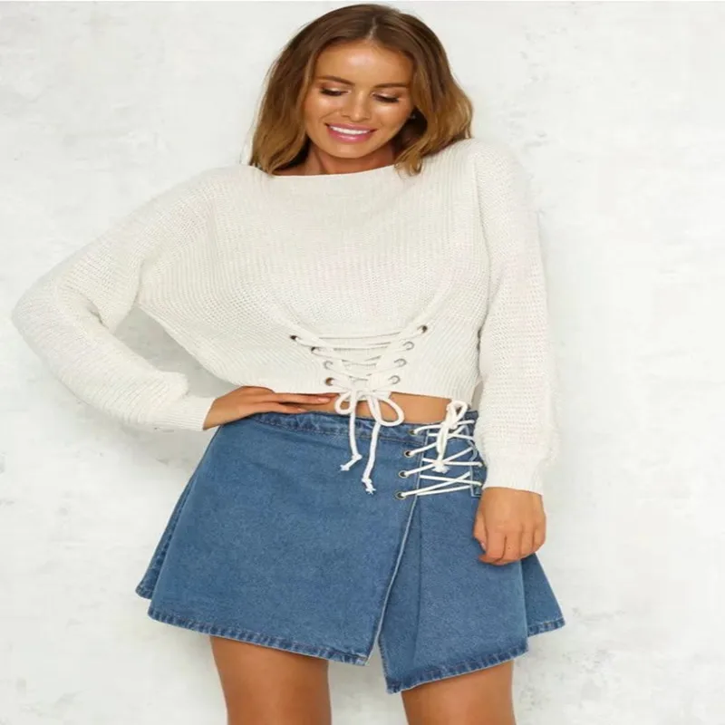 Europe and the United States fashion personality solid color decoration temperament was thin female knitted sweater