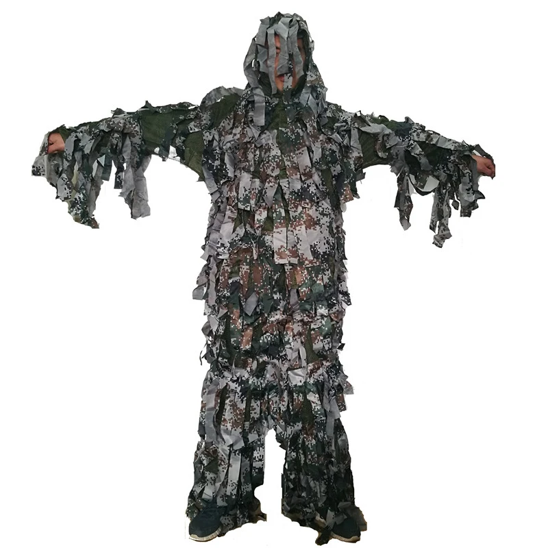 

Summer light and thin style Forest camouflage Bionic Ghillie Suits Paintbal Military camouflage hunting clothing free shipping