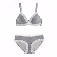 Кружевное женское сексуальное модное нижнее белье без косточек, комплекты дамского нижнего белья с тонкой чашкой, комфортного размера плюс, серый бюстгальтер с бантом и трусики