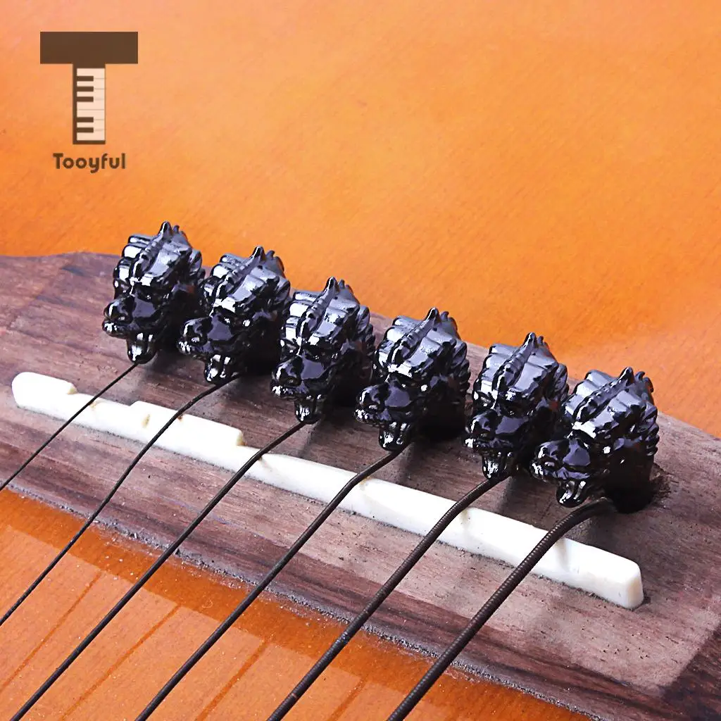 Tooyful Set of 6 Acoustic Bass Guitar/Mandolin Bridge Pins Replacement Parts black