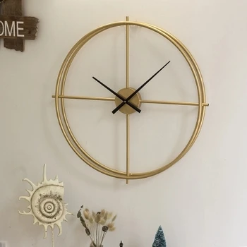 

Modern minimalist Nordic clock wrought iron living room home wall clock creative minimalist art atmosphere clock