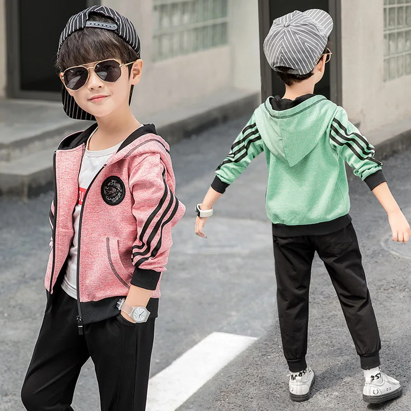 

Children clothes 3pcs set Boys Suit 4-10 years old Spring New Fashion Style JS035 Cotton Material Kids Boys Sports Clothes Sets