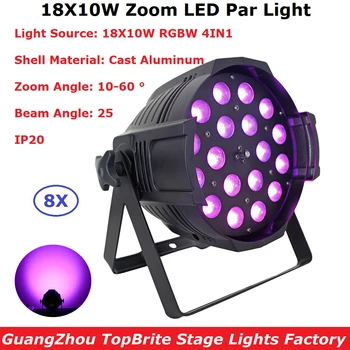 

8IN1 Carton Package Indoor Aluminum Par Lights 18X10W RGBW Quad Color LED Zoom Par Lights 25 Degree Beam Angle Fast Shipping