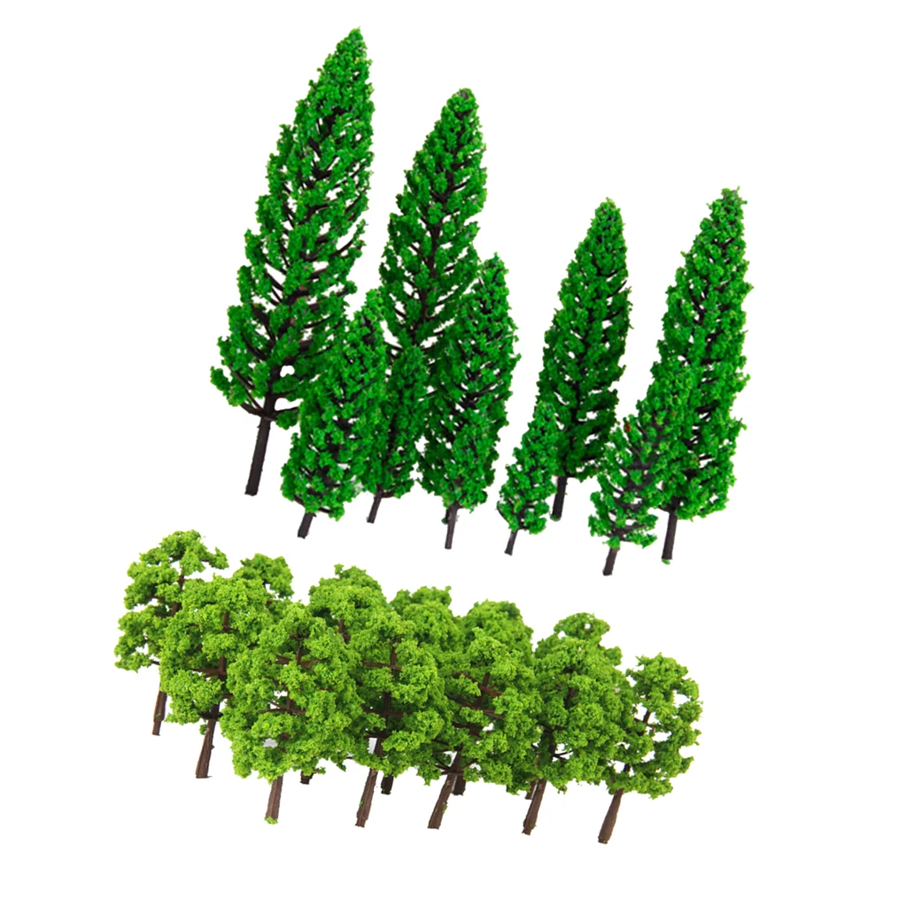 30Pcs  Green Model Trees Painted HO N Layout For Diorama Architecture