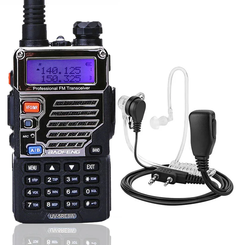 BaoFeng UV-5RE 8 Вт Walkie Talkie plus двухдиапазонный UV 5RE радио VOX фонарик Ручной 10 км дальний BF-UV5RE ветчины 2 пути радио - Цвет: add headset