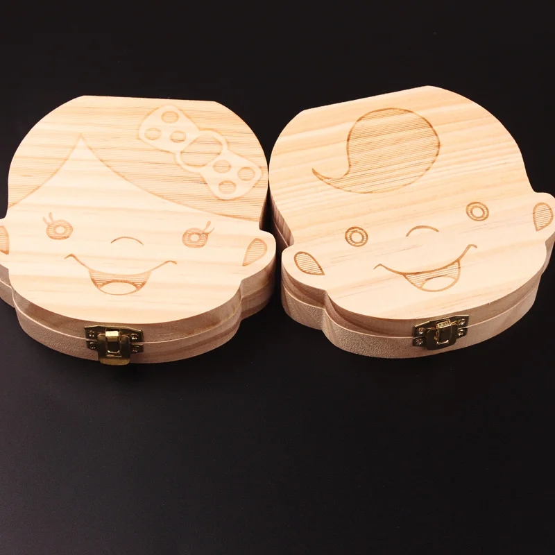 

2018 Baby Tooth Box Save Teeth Creative Blocks Teether Wooden keepsake box storage bins organizer Milk teeth Save small boxes