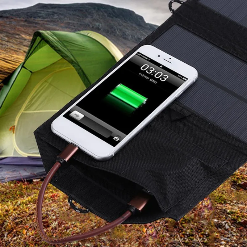 

Outdoor EDC Tool 21W Solar Charger Panel Outdoor Dual USB Port Folding Compact Waterproof Charging Emergency for Android Apple
