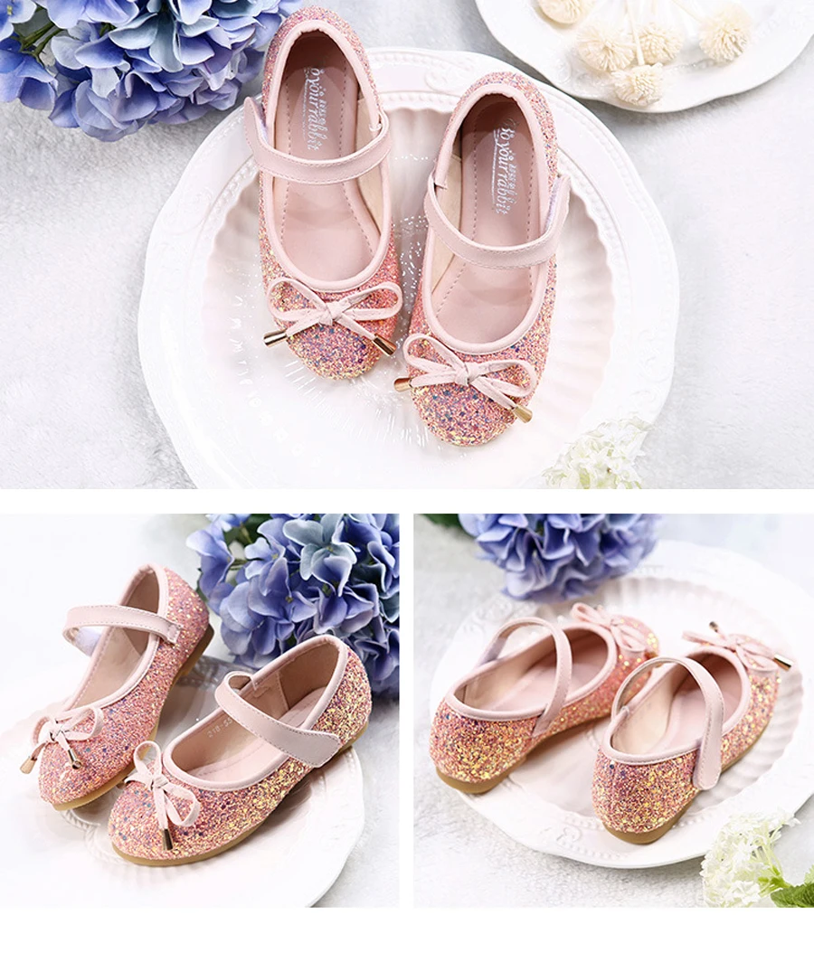 Sapatas dos Miúdos Meninas para a Festa de Dança de Couro Iyeal Meninas Sapatos Princesa Ouro Rosa Sliver Menina Único 15 Sapatas Dos Miúdos Meninas para a Festa