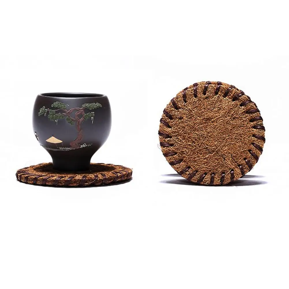 Natural Coconut Husk Placemat Innovative Handmade Coasters Coconut Silk Insulated Pad Table Mats Cup Holders Home Kitchen Pads