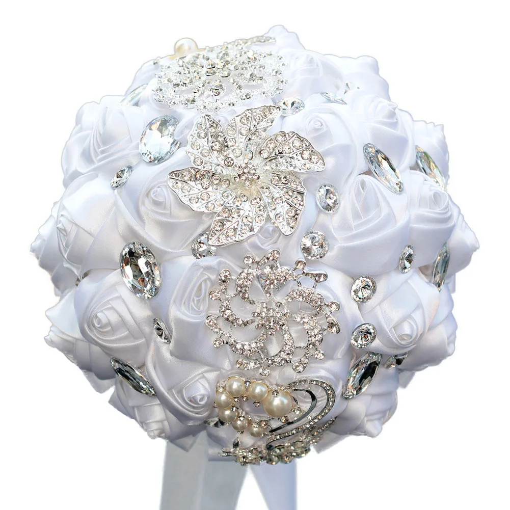 Bridal Bouquet Accessories Wedding Artificial Flower Bouquets Big Pearls Beaded Wedding Bouquet Rose Flowers With Crystals Leaf Bridal Bouquet Accessories Wedding Artificial Flower Bouquets Big Pearls Beaded Wedding Bouquet Rose Flowers With Crystals Leaf