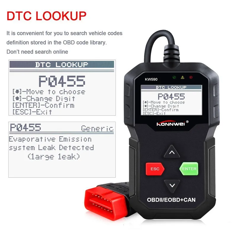 OBD2 считыватель кодов KONNWEI KW590 сканер многоязычный s OBDII автоматический русский