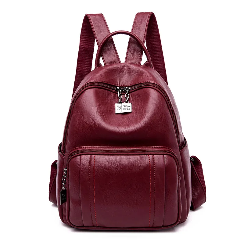 

The new 2019 ms backpack fashion leisure contracted joker high quality PU leather bag soft leather ladies bags