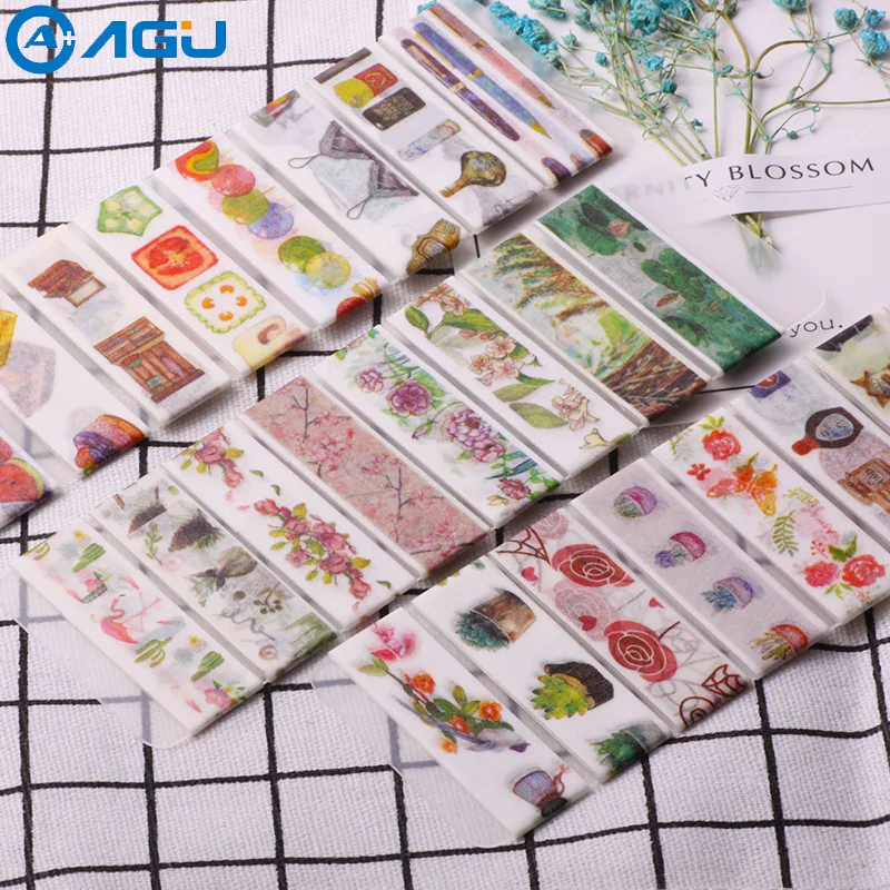 

AAGU New Arrival 3Sheet /Lot 24 Random Designs Decorative Washi Tape Decorative Single Sided Washi Masking Tape Adhesive Paper