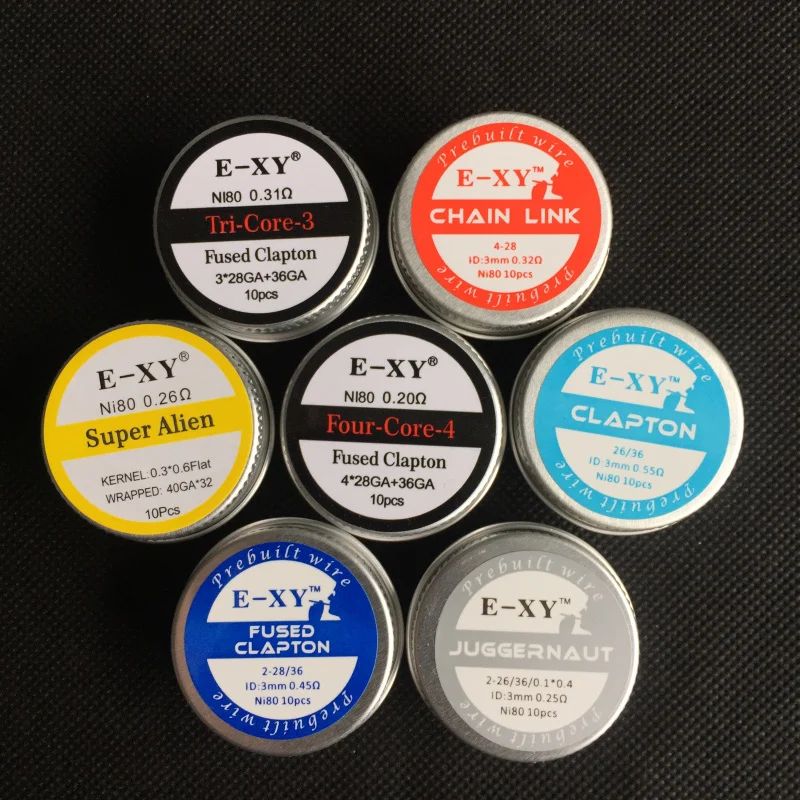 

E-XY Prebuilt Coils Clapton Juggernaut Chain Link Fused Clapton Super Alien Double Tri Four Core fit DIY Atomizer RDA